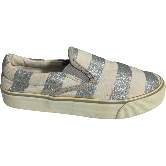 OLD NAVY Kids White and Shiny Silver Striped Shoes Size 1 - Picture 5 of 8